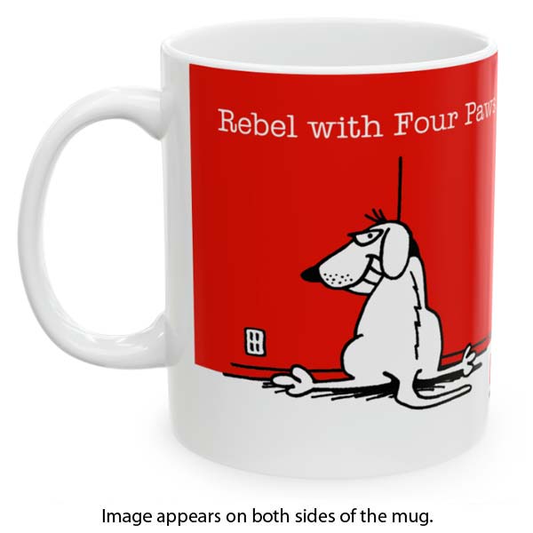 rebel with 4 paws mug