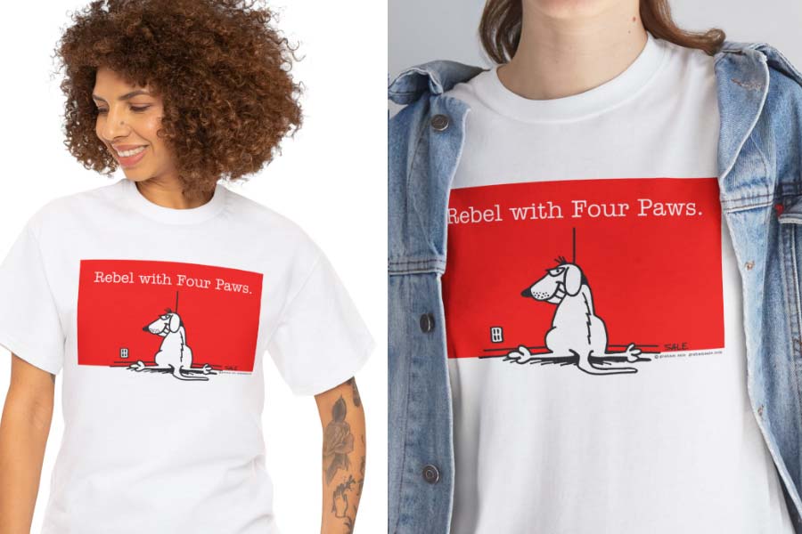 rebel with 4 paws t-shirt