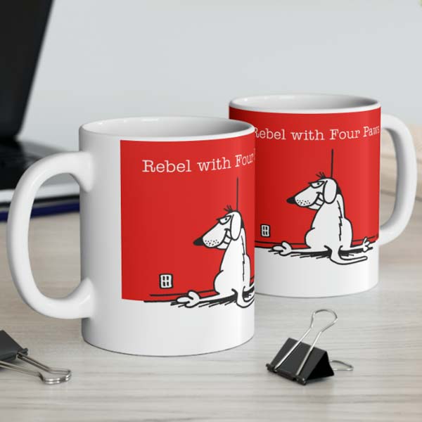 rebel with 4 paws mug