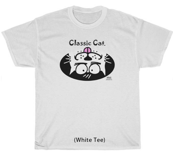 classic cat white tee-shirt