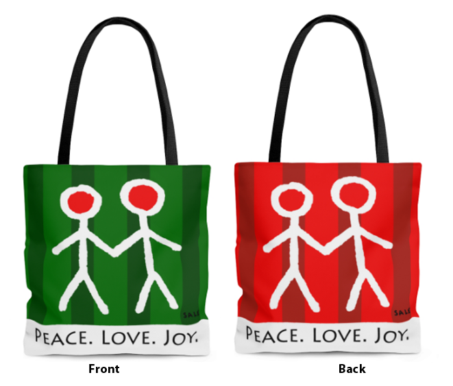 peace love hope holiday christmas wholesale tote bag