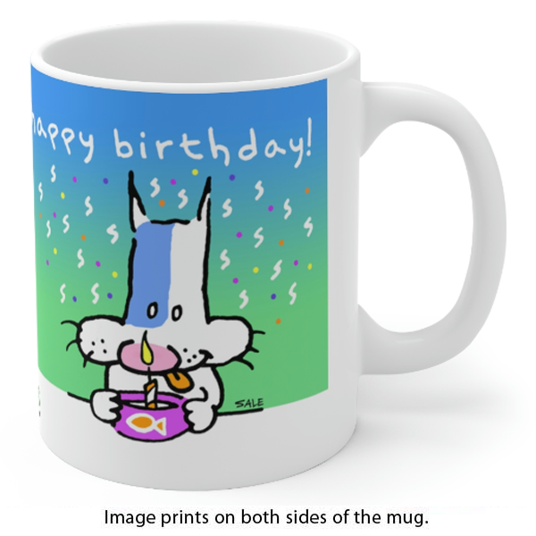 happy birthday cat mug