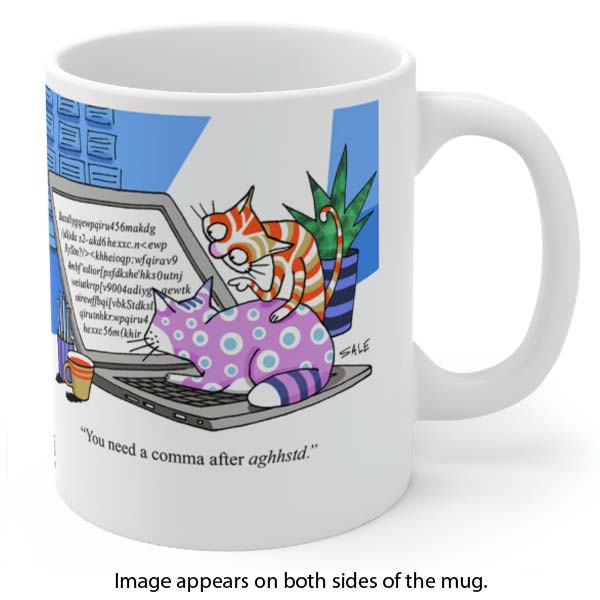 cats sitting on a computer you missed a comma wholesale mug