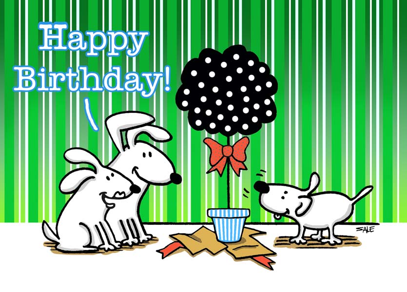 happy birthday tree gift dogs