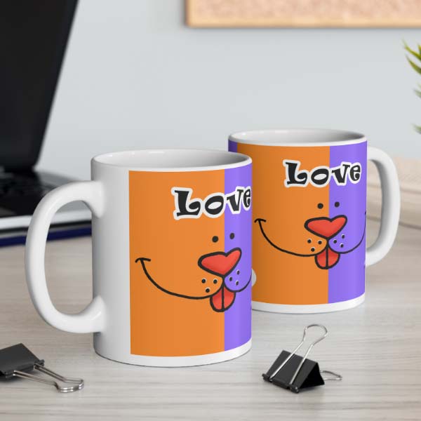 dog love face mug