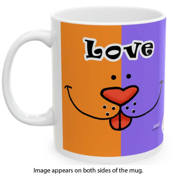 dog love face mug