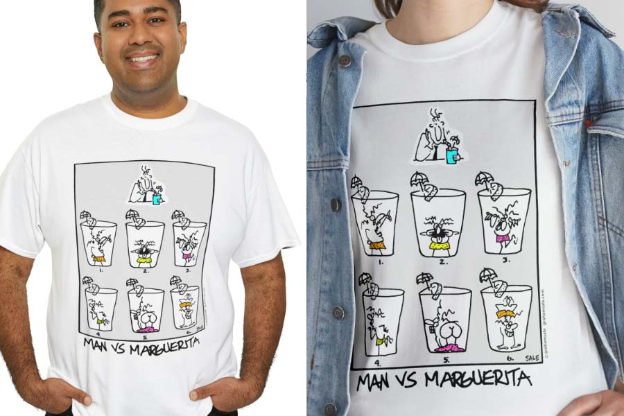 man vs margarita wholesale t-shirts