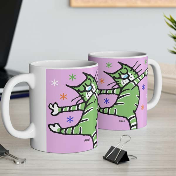 dancing cat mug