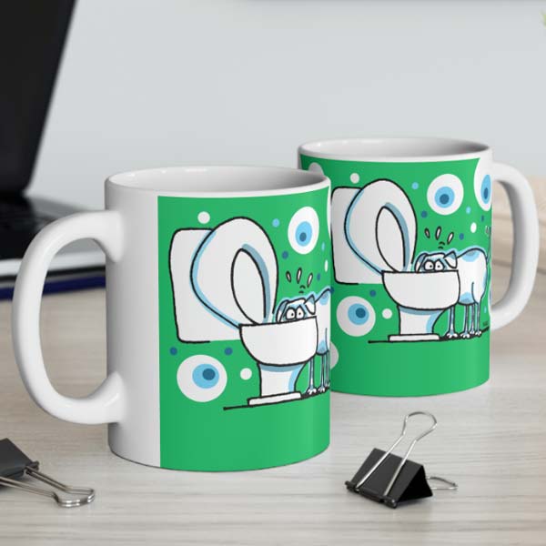 drinking from toilet dog mug