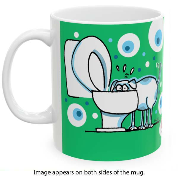 drinking from toilet dog mug