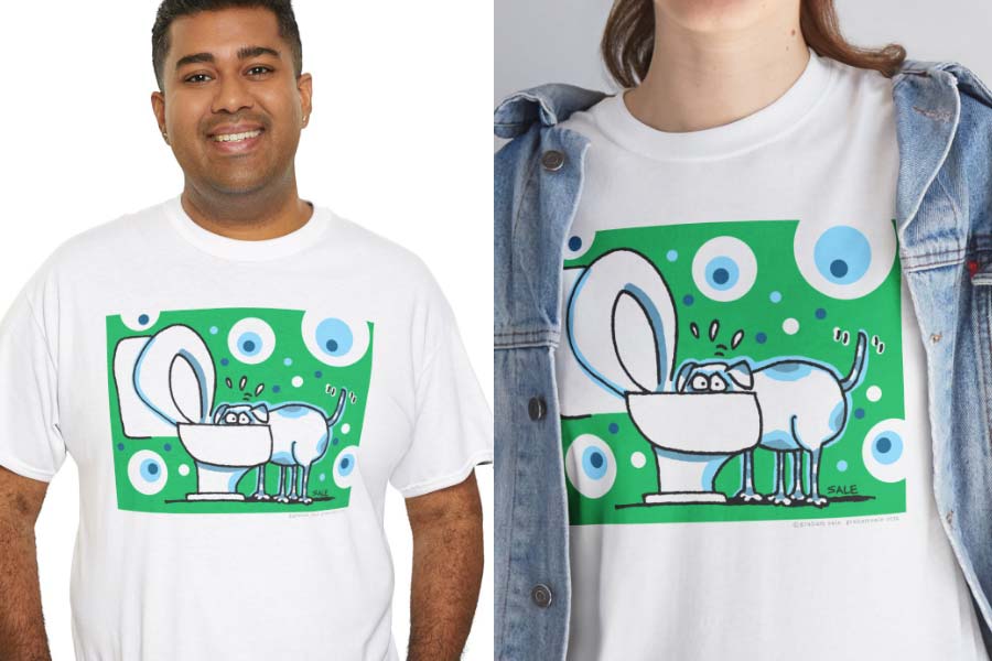 drinking from toilet dog t-shirt