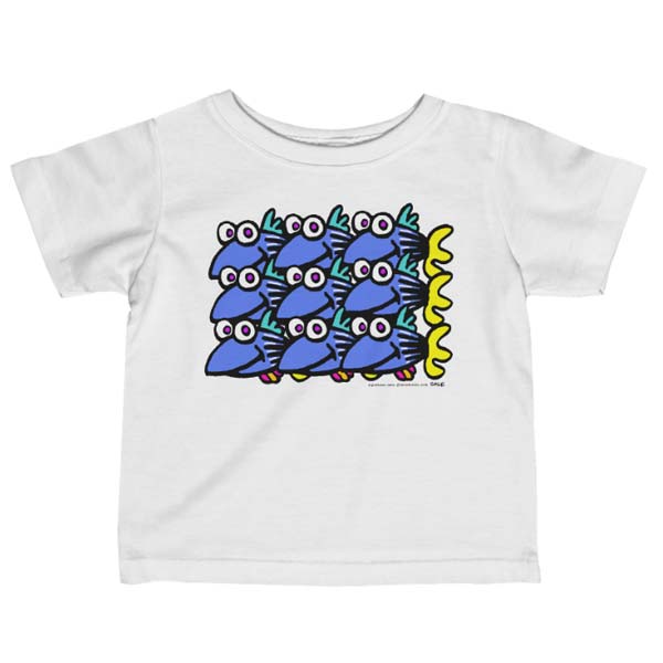 blue fish school t-shirt