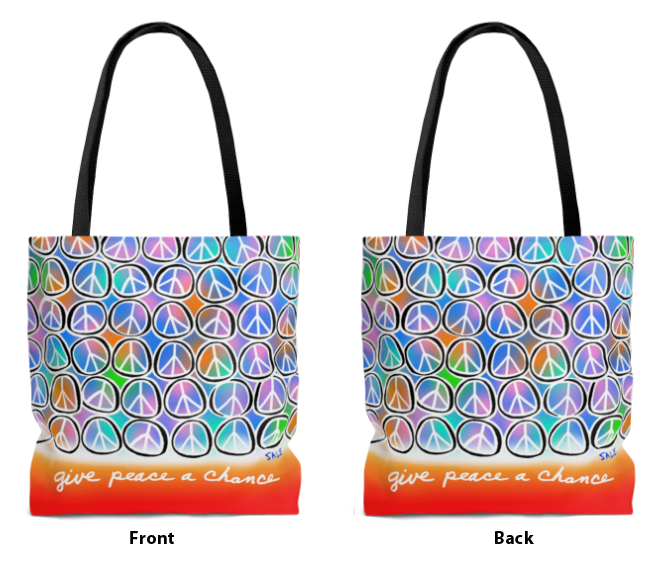 peace signs tote bag