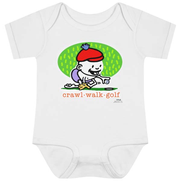 crawl walk golf onesie